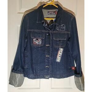 Roxy NWT Quicksilver Blue Denim Unlined Jacket Large